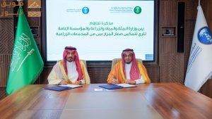 Read more about the article “البيئة” توقع مذكرة تفاهم مع المؤسسة العامة للري لتمكين صغار المزارعين من المجمعات الزراعية بالمنطقة الشرقية